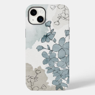 Blue flower watercolor natural boho clean Case-Mate iPhone 14 plus case