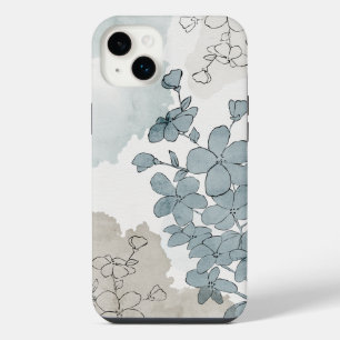 Blue flower watercolor natural boho clean iPhone 14 plus case