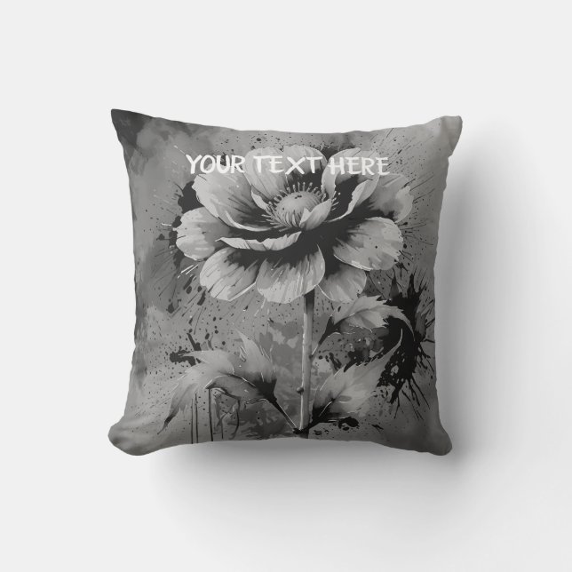 Blue flower watercolour pattern cushion (Front)