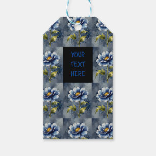 Blue flower watercolour pattern gift tags