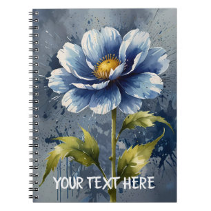 Blue flower watercolour pattern notebook