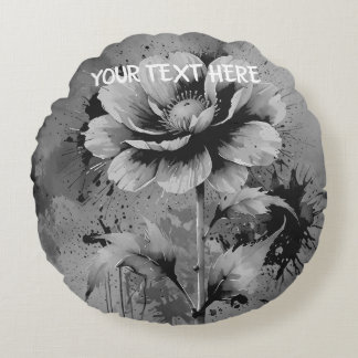 Blue flower watercolour pattern round cushion