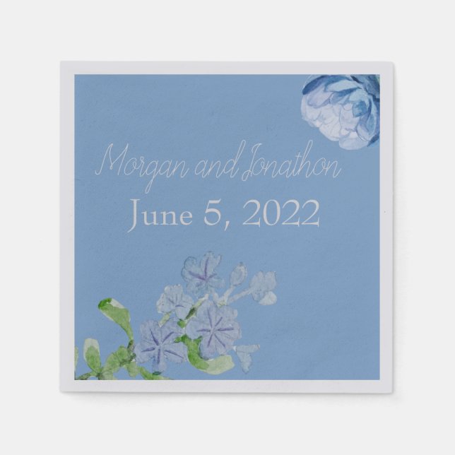 Blue Flower Wedding Collection Napkin (Front)