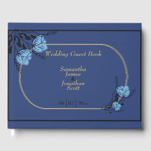 Blue Flower Wedding Guest Book