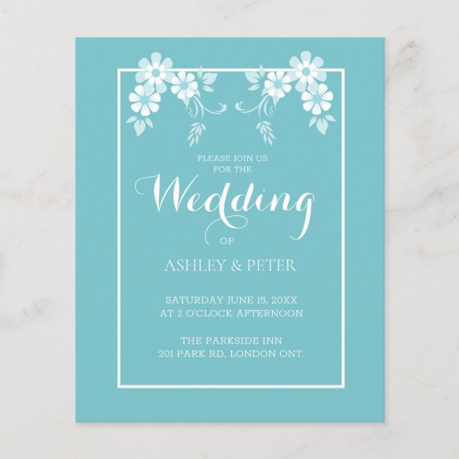 Blue Flower Wedding Invitation (Front)