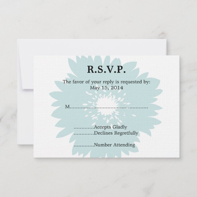 Blue Flower Wedding RSVP Card (Front)