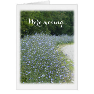 Blue Flower We're Moving Announcement
