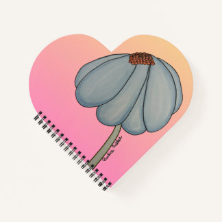 Blue Flower with pink background heart Notebook