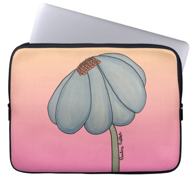 Blue Flower with pink background Laptop Sleeve (Front)