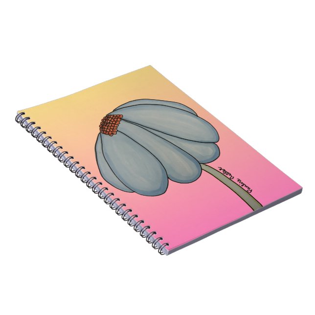 Blue Flower with pink background Notebook (Right Side)