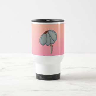 Blue Flower with pink background Travel Mug
