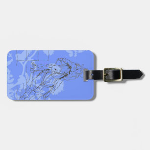 Blue Flowered Barrel Racer Luggage Tag