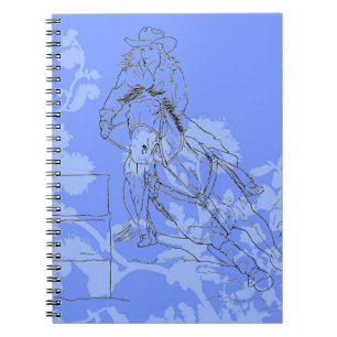 Blue Flowered Barrel Racer Notebook
