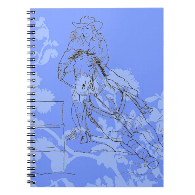 Blue Flowered Barrel Racer Notebook (Front)