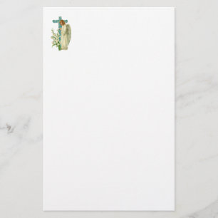Blue Flowered Christian Cross Stationery