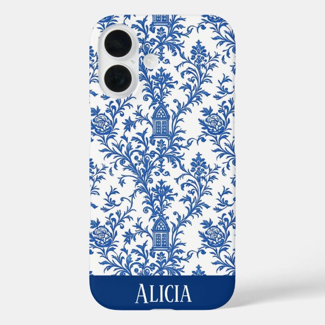 Blue Flowering Toile Case-Mate iPhone Case (Back)