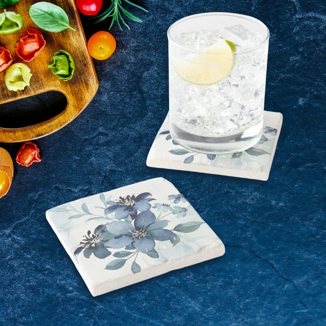 Blue Flowers 1 Stone Coaster (Creator Uploaded)