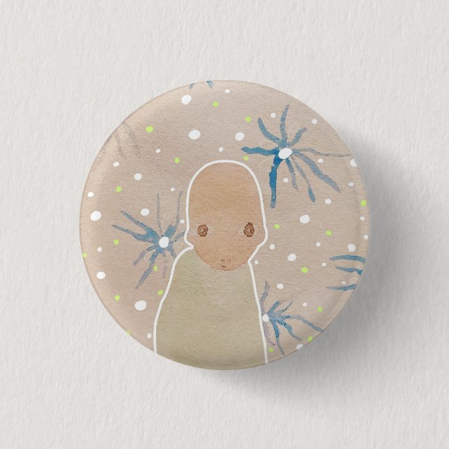 Blue flowers  3 cm round badge (Front)