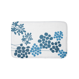 Blue Flowers Abstract Bath Mat