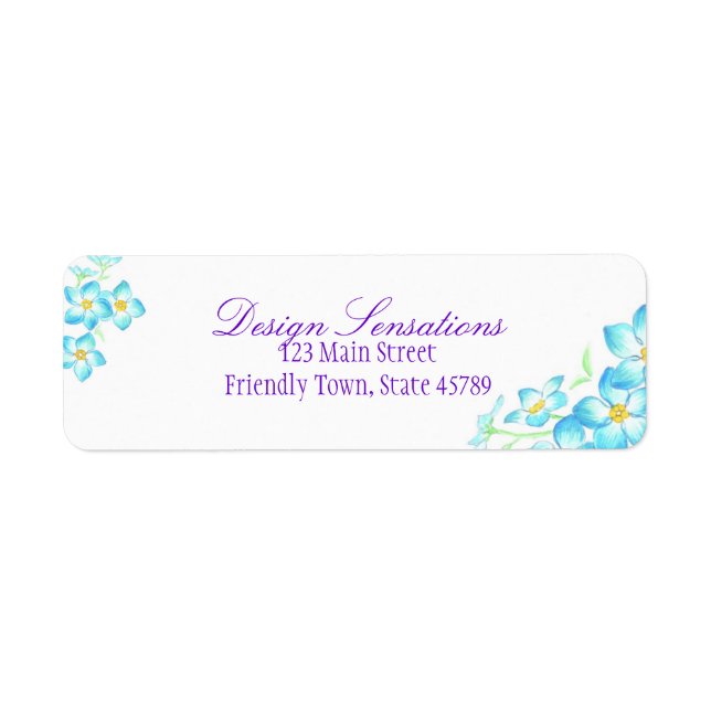 Blue Flowers address label (Front)