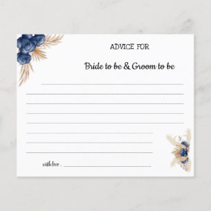 Blue Flowers Advice for Couple Bridal Shower Card
