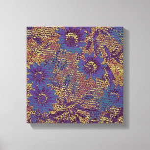 Blue flowers against leaf camouflage pattern canvas print