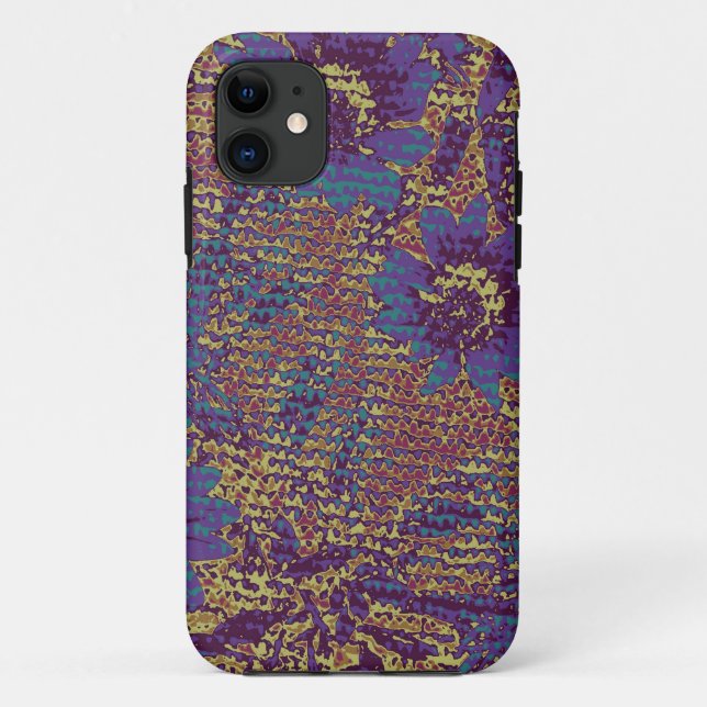 Blue flowers against leaf camouflage pattern Case-Mate iPhone case (Back)