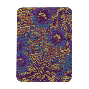 Blue flowers against leaf camouflage pattern magnet