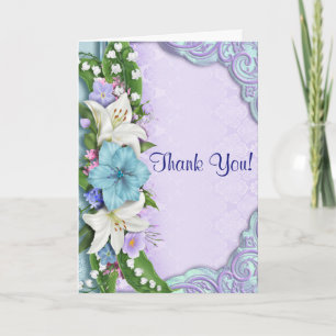 Blue Flowers All Ocassion Thank You Note Card