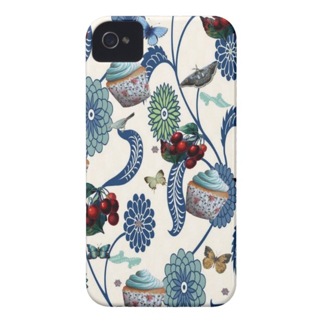 Blue Flowers and Cupcakes Case-Mate iPhone Case (Back)