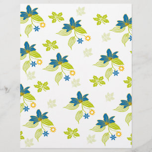 Blue flowers and green leaf pattern: