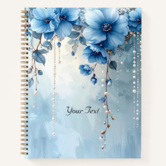 Blue Flowers and Pearls Notebook