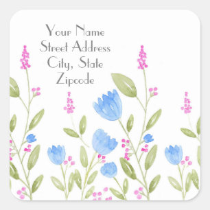 'Blue Flowers and Pink Berries' Label