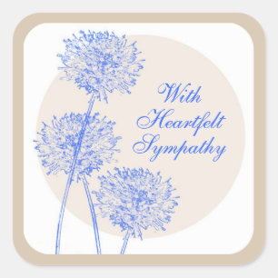 Blue Flowers and Tan Circles Square Sticker