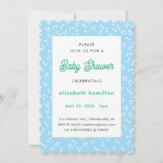 Blue Flowers Baby Shower Invitation