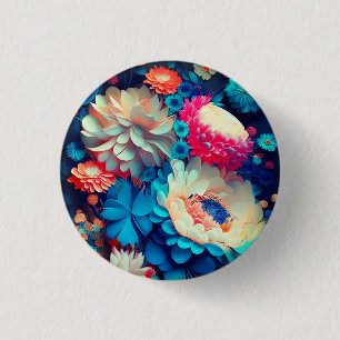 Blue Flowers Background-1 3 Cm Round Badge