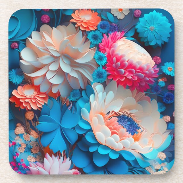 Blue Flowers Background-1 Coaster (Front)