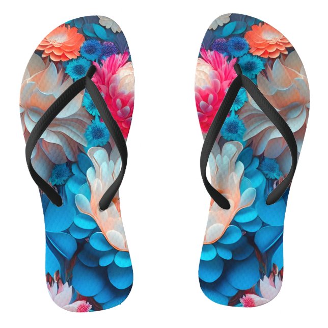 Blue Flowers Background-1 Flip Flops (Footbed)