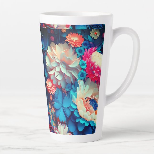 Blue Flowers Background-1 Latte Mug (Right)