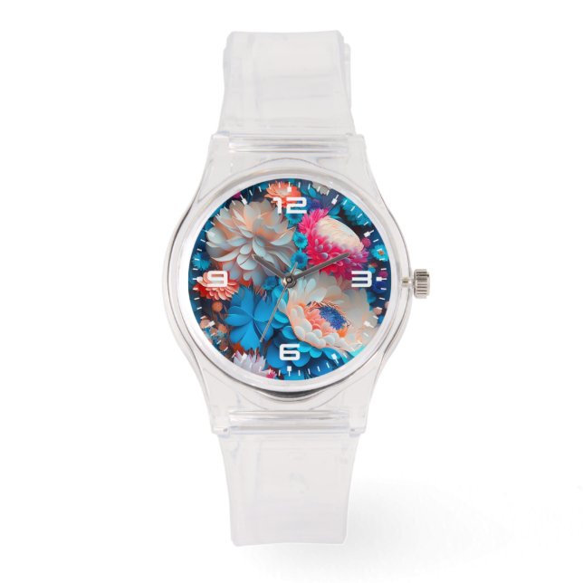 Blue Flowers Background-1 Watch (Front)