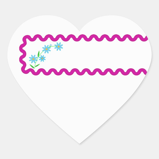 Blue Flowers  Background Heart Sticker (Front)