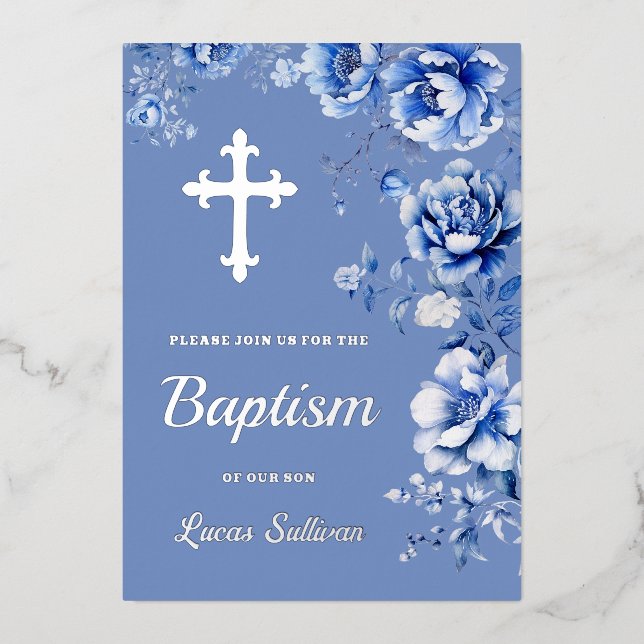 Blue Flowers Baptism  (Front)