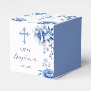 Blue Flowers Baptism Classic Favour Box