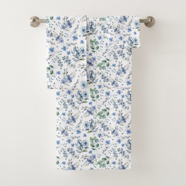 Blue Flowers Bath Towel Set (Insitu)