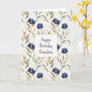 Blue Flowers Birthday Card