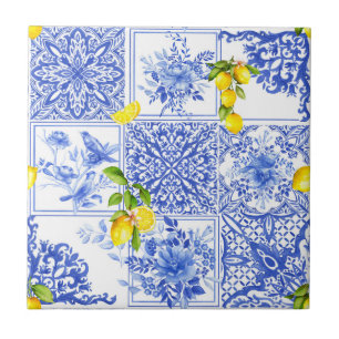 Blue flowers,blue china,porcelain,birds tile