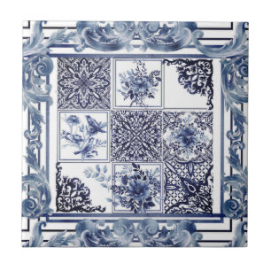 Blue flowers,blue china,porcelain,birds tile