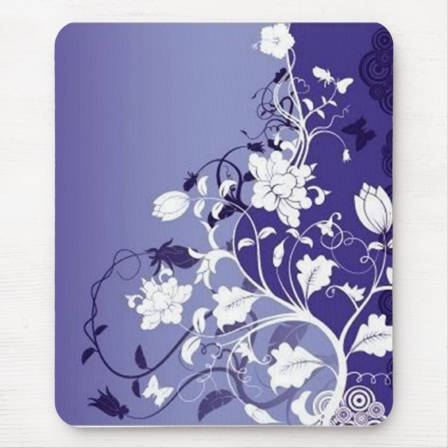 blue-flowers, blue-flowers mouse mat (Front)