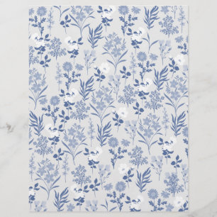 Blue Flowers Botanical Painting Custom Letterhead