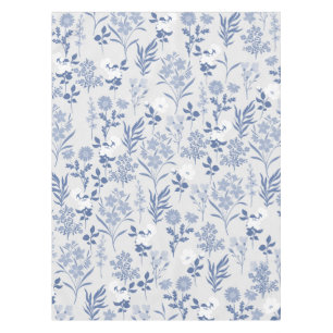Blue Flowers Botanical Painting Tablecloth